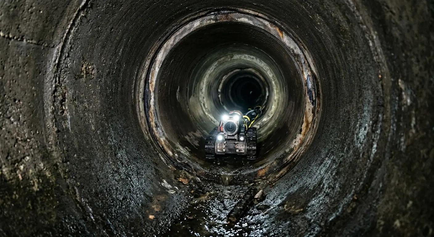 Robotic sewer camera inspecting pipe interior for Sewer Line Cleaning in Coronado